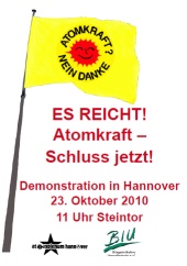 Atomkraft - Schluss jetzt! 23. Oktober 2010, 11 Uhr, Steintor